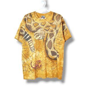 Vintage 1996 Liquid Blue Snake All Over Print Shirt Brown Size L